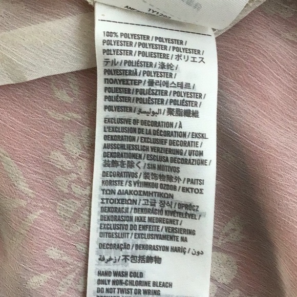 Abercrombie & Fitch boho sheer babydoll puff sleeve gold print blouse sz small. - Picture 8 of 9